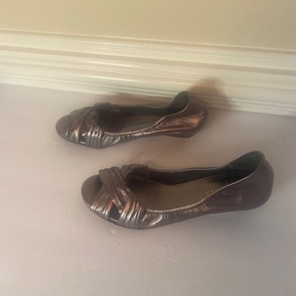 COLE HAAN Collaboration w Nike Air Pewter Wedge pee toe women's shoes, size 7.5B - Picture 5 of 9